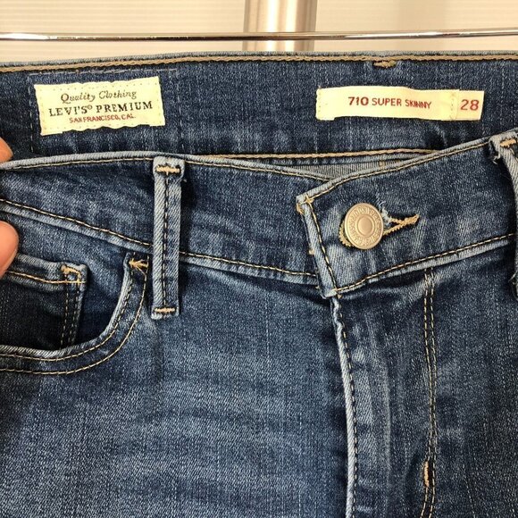 Levi's Premium Big E 710 Super Skinny Reproduction Medium Wash Denim Jeans Sz 28 - Picture 8 of 9